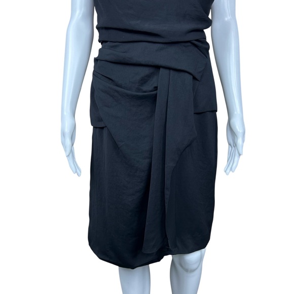 Helmut Lang Flash Draped Twist Sheath Dress Sz 6 Sleeveless Lagenlook Goth - Picture 10 of 16